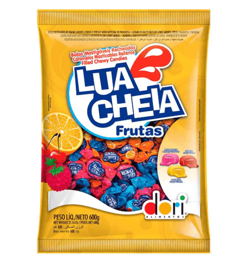 Bala Lua Cheia sabor Frutas Pacote com 600g - Dori