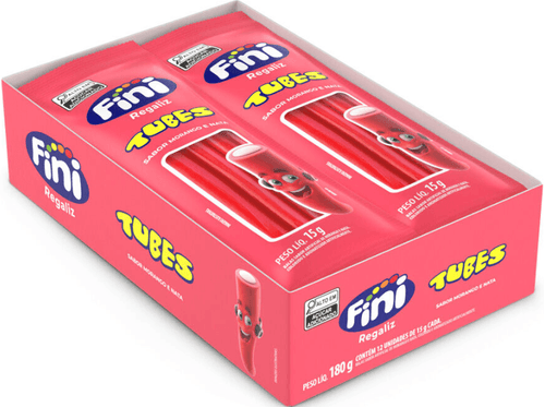Tubes sabor Morango caixa com 12 unidades de 15g - Fini