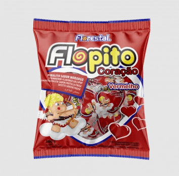 Pirulito de Coração Vermelho Pacote com 500g - Flopito