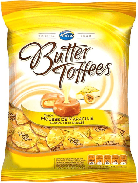 Bala sabor Mousse de Maracujá Pacote com 500g - Butter Toffees