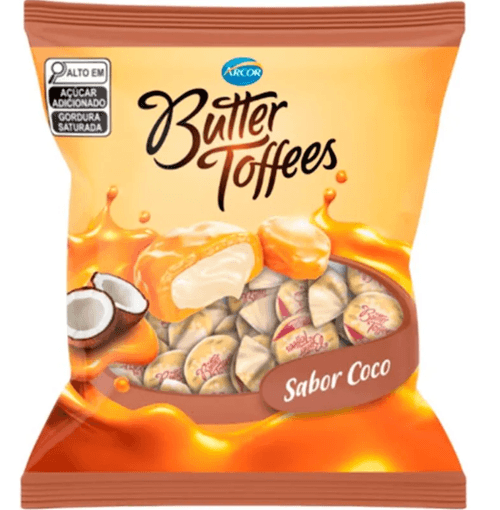 Bala sabor Coco Pacote com 500g - Butter Toffees