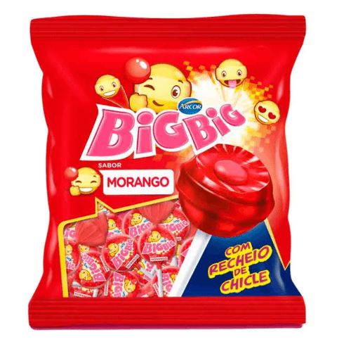 Pirulito sabor Morango Pacote com 500g - Big Big