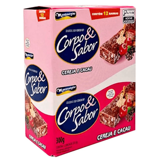 Barra de Cereal sabor Cereja e Cacau caixa com 12 unidades de 25g - Corpo e Sabor