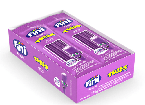 Tubes sabor Uva Brilho caixa com 12 unidades de 15g - Fini