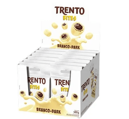 Chocolate branco Dark caixa com 12 unidades de 40g - Trento Bites