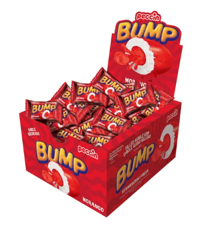 Chicletes sabor Morango caixa com 140g - Bump