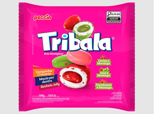 Bala sabor Sortida Morango Pacote com 500g - Tribala