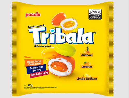 Bala sabor Abacaxi, Laranja e Limão Siciliano Pacote com 500g - Tribala
