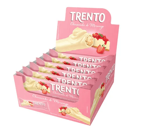 Chocolate sabor Cheesecake de Morango caixa com 16 unidades de 29g - Trento