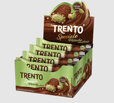 Chocolate sabor Pistache com Avelã caixa com 12 unidades de 26g - Trento Special