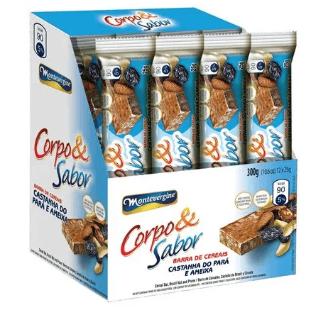 Barra de Cereal sabor Castanha do Pará e Ameixa caixa com 12 unidades de 25g - Corpo e Sabor