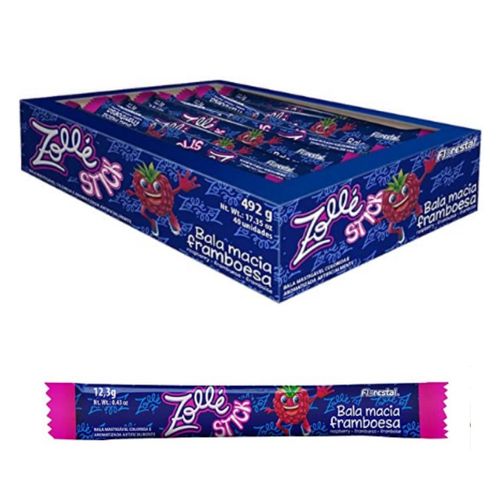 Bala Stick macia sabor Framboesa com 492g- Zollé