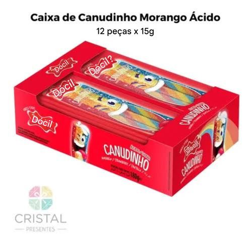 Canudinho sabor morango azedinho caixa com 12 unidades - Docile