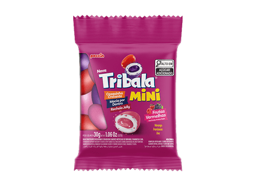 Bala sabor frutas vermelhas caixa com 12 unidades de 30g cada - Tribala