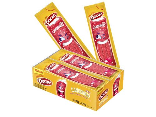 Canudinho sabor Azedinho morango caixa com 12 unidades - Docile