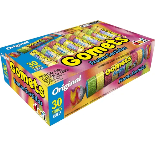 Bala de goma sabor Frutas Sortidas caixa com 30 unidades de 32g - Gomets