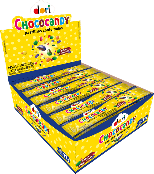 Pastilhas confeitadas Chococandy sabor chocolate com 36 unidades de 11g -Dori