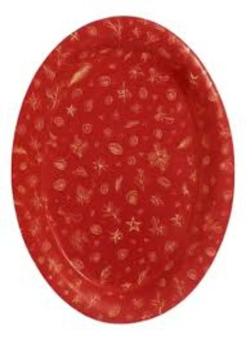 Bandeja branca com figuras natalinas de plástico oval de  36cmx27,5cm -Sweet Sakura