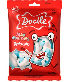 Maxmallows azul recheado caixa de embarque com 12 pacotes com 220g - Docile