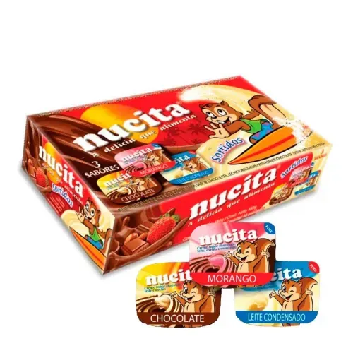 Creme sabor chocolate e sabor sortido com 48 unidades de 10g cada - Nucita