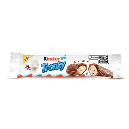 Wafer com recheio ao leite e chocolate com pedaços de biscoito 18g - Kinder Tronky
