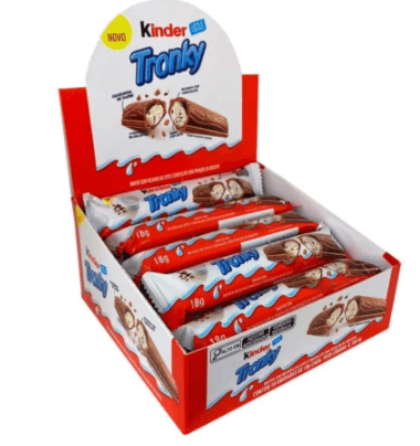 Wafer com recheio ao leite e chocolate com pedaços de biscoito caixa com 10 unidades de 18g - Kinder Tronky