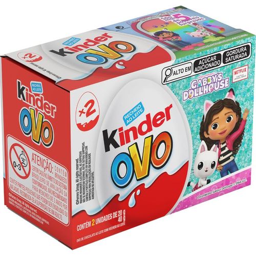 Chocolate ao leite com recheio ao leite 2 unidades de 20g - Kinder Ovo Gabby's DollHouse