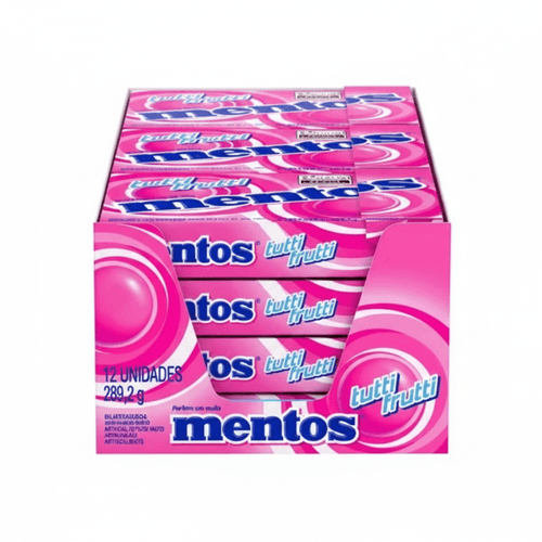 Bala Slim Box Sabor Tutti Frutti caixa com 12 unidades de 24,1g - Mentos