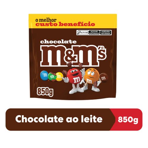 Confeito sabor Chocolate ao Leite Pacote com 850g- M&M
