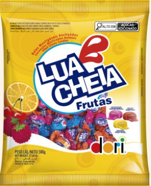 Bala Lua Cheia sabor Frutas Pacote com 500g - Dori