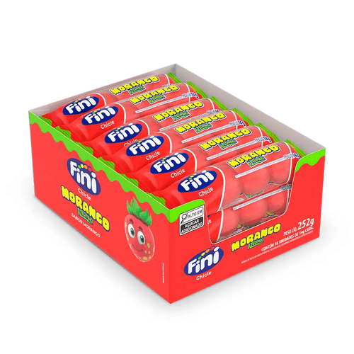 Chiclete Morango Ácido caixa com 18 unidades de 14g - Fini