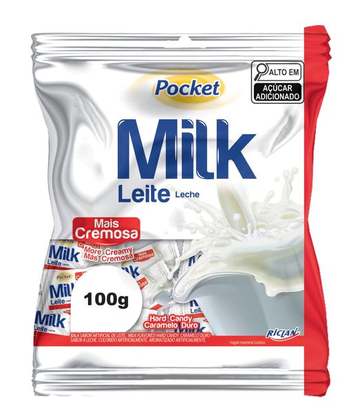 Bala sabor leite pacote com 100g - Pocket