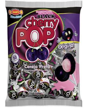 Pirulito Cherry Pop sabor cereja preta com 50 - Sam's