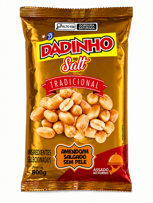 Amendoim Salgado sem Pele 800G  - Dadinho Salt Tradicional
