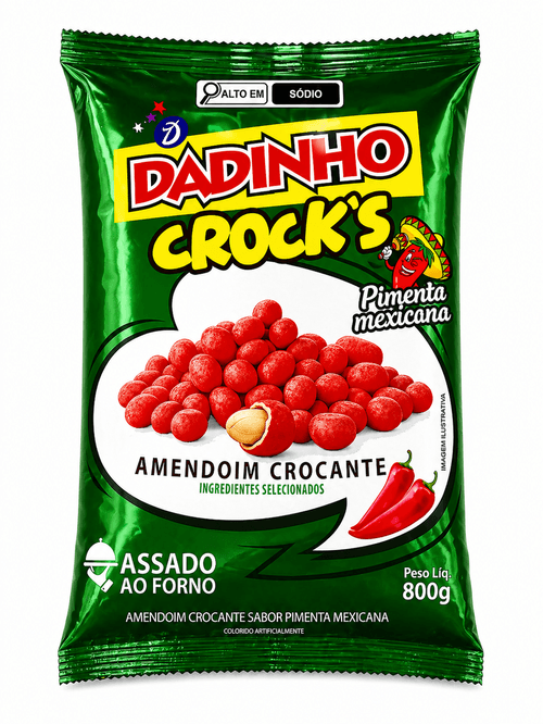 Amendoim Crocante Sabor Pimenta Mexicana 800G Dadinho Crock's