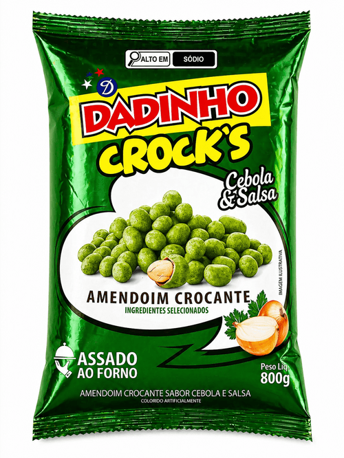 Amendoim Crocante Sabor Cebola e Salsa 800G Dadinho Crock's