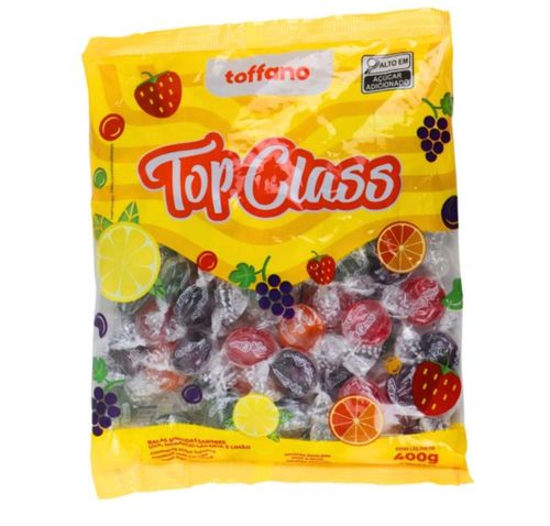 Bala dura sortida sabores uva, morango, laranja e limão 400g - Top Class
