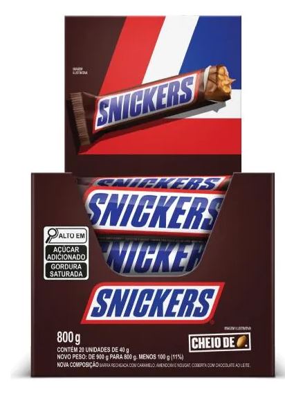 Barra de chocolate sabor original caixa com 20 unidades de 40g - Snickers