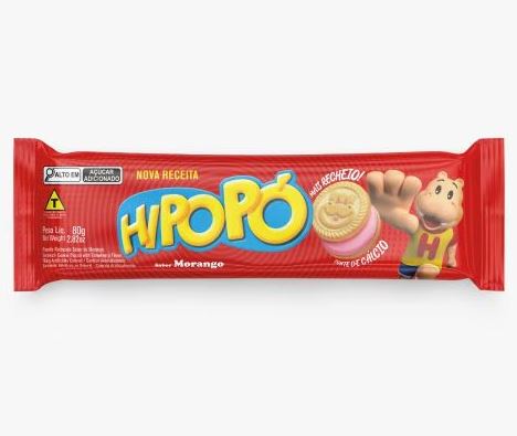Biscoito Hipopó Recheado Morango 80Gr -Cory