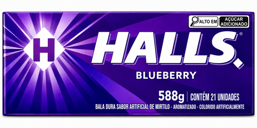 Bala sabor Bleuberry caixa com 21 unidades de 28g - Halls