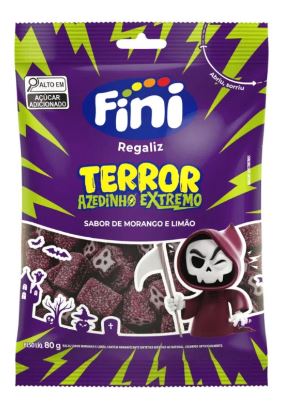 Bala Fini Regaliz  Terror Azedinho Extremo Morango e Limão 80g-Fini