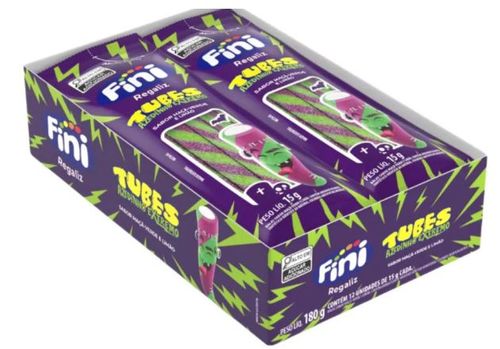 Tubes  sabor Maça Verde e Limão caixa com 12 unidades de 15g - Fini