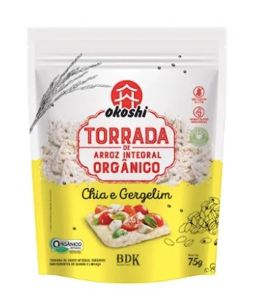 Torrada de Arroz Integral Chia e Gergilim 75g-Okoshi