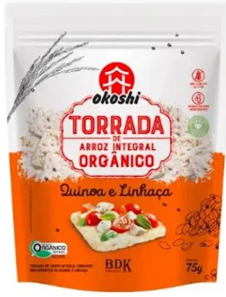 Torrada de Arroz Orgânico Quinoa e Linhaça Okoshi 75g-Okoshi