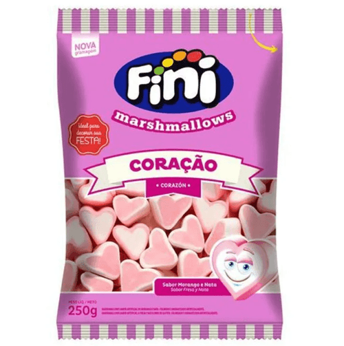 Marshmallow coração pacote com 250g - Fini