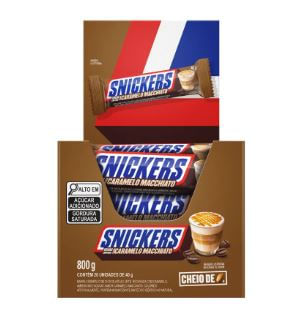 Barra de chocolate  sabor Caramelo Macchiato caixa com 20 unidades com 40g - Snickers