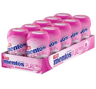 Chiclete Pure Fresh Bubble Mint Garrafa caixa com 10unidades de20g - Mentos