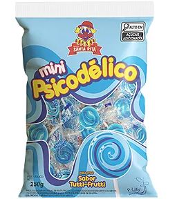 Pirulito Mini Psicodélico Azul Sabor Tutti-Frutti 250g - Santa Rita