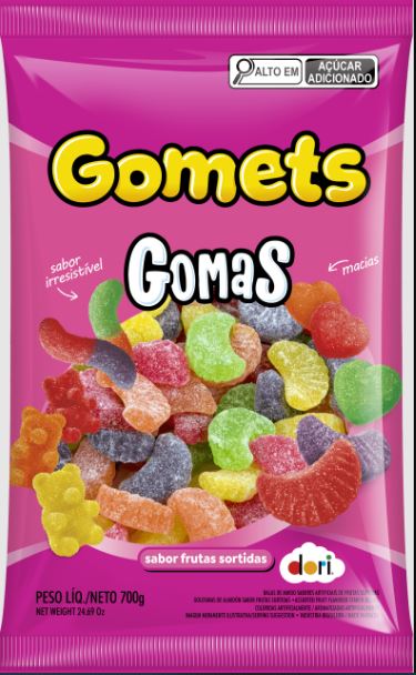 Bala de Goma Jellies Gomos Frutas Sortidas com 700g - Gomet's
