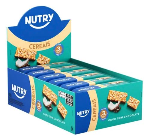Barra de cereal Coco com chocolate caixa com 24 unidades de 22g - NUTRY